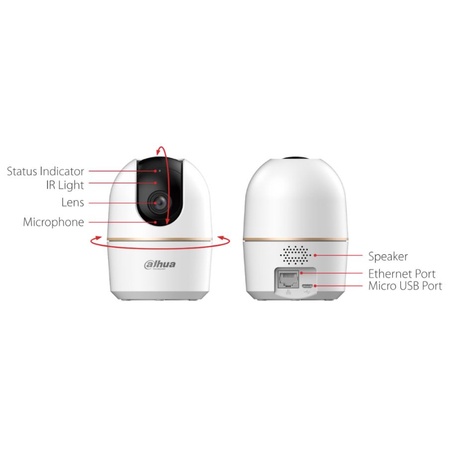 La Mejor Cámara Dahua IP Domo PT 5MP AI WiFi con Micrófono y Parlante
