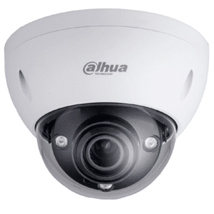 Cámara Dahua IP domo con inteligencia artificial 4MP 2.7-12mm motor IR40 PoE IP67 IK10 Soporta Micro SD.